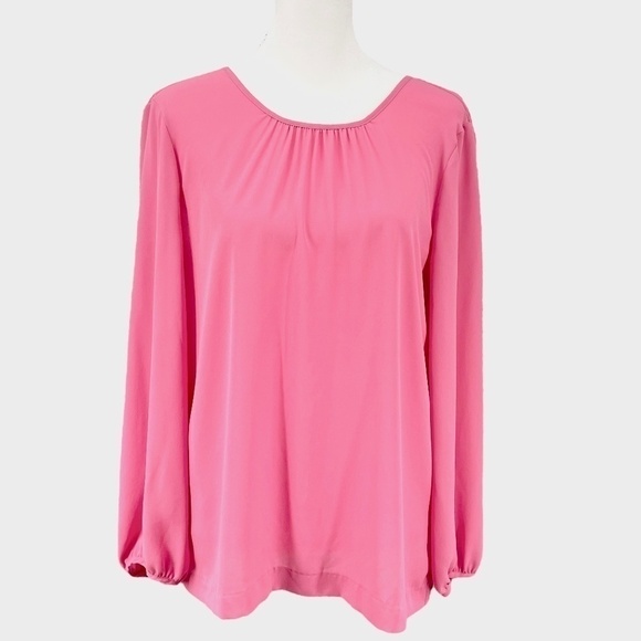 J by J Crew Chiffon Puff Sleeve Blouse, Petal Pink, Size 0 - Picture 1 of 8